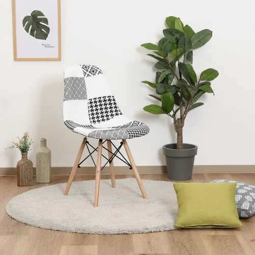 Vista 2 de 不二貿易(Fujiboeki) Fuji Boeki 70589 Eames Chair, Width 20.1 x Depth 18.1 x Height 32.3 inches (51 x 46 x 82 cm), Black/White, Dining Chair, Shell Type