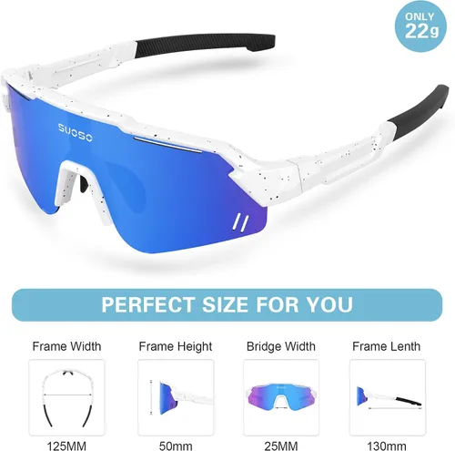 Vista 5 de suoso Gafas de sol polarizadas deportivas para niños gafas de sol de béisbol juvenil, gafas de ciclismo para niños y niñas de 6 a 12 años, ligeros