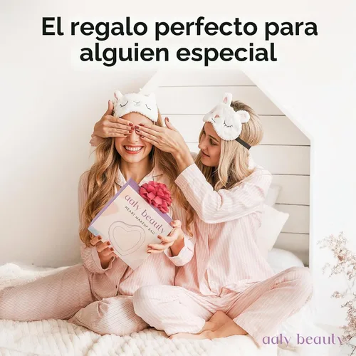 Vista 5 de Bolsa de maquillaje con forma de corazón – Bolsa de cosméticos de corazón rosa con cubierta transparente – Ideas de regalo para mujeres, mamá