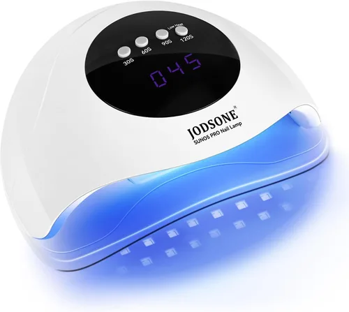 Vista 11 de JODSONE Lámpara de uñas LED U V, secador de uñas para esmalte de gel con luz LED con sensor automático y 4 temporizadores, color morado