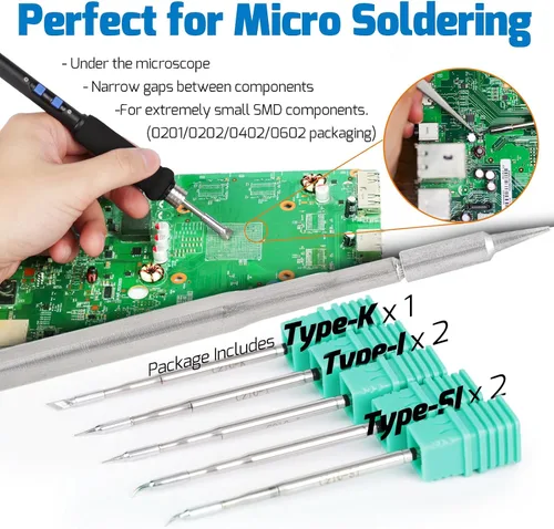 Vista 4 de WEP 982-V Micro Soldering kit with 5 C210 Soldering Iron Tips, Temperature Control, Sleep Mode, Auto Shutdown and LCD Display