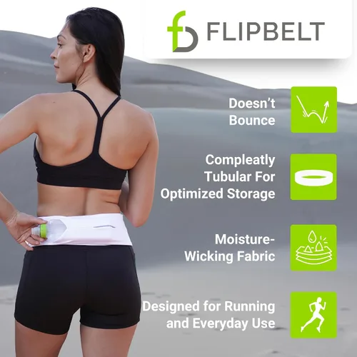 Vista 4 de FlipBelt - Cinturón de correr clásico, riñonera para correr unisex, empresa de EE. UU