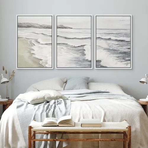 Vista 171 de wall26 Lienzo enmarcado para pared, juego de arte de acuarela pastel, paisaje rural, ilustraciones con formas abstractas, arte moderno, decorativo