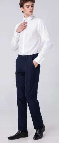 Vista 3 de Plaid&Plain Pantalones de vestir para hombre, corte recto, elásticos, color caqui, sin arrugas