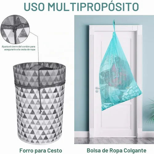 Vista 6 de Bolsas de lavandería de malla resistente de 24 x 36 pulgadas con cierre de cordón, paquete de 3, color negro Negro-3Pack