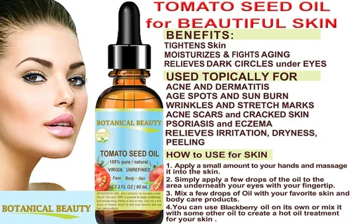 Vista 5 de Botanical Beauty Aceite de semillas de tomate, 100% puro, natural, virgen, sin refinar, aceite portador prensado en frío para cara, piel, cuerpo