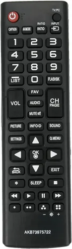 Vista 2 de AKB73975722 - Control remoto de TV de repuesto para LG LED HDTV 22LB4510 22LH4530 24LF4520 29LB4510 28LF4520 28LF4520WU 28LF4520-WU 24LB4510-2PU