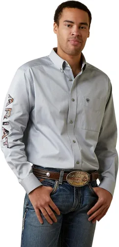 Vista 7 de Camisa de sarga con logotipo del equipo ARIAT de ajuste clásico para hombre Sea Scape USA 3X-Large Turkish Sea