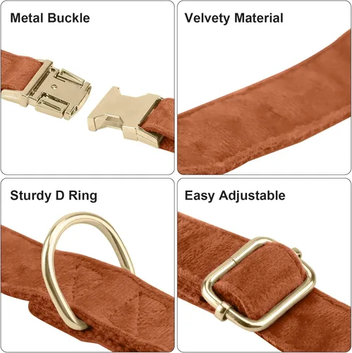Vista 4 de Collares para perros con lazo, collar de terciopelo para cachorros con hebilla de seguridad de aleación de zinc, collar de lazo suave ajustable