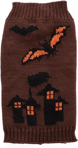 Vista 15 de Suéter de dos patas de algodón acanalado para Halloween, cuello alto a rayas alces estampado de Navidad para Teddy, Chihuahua, Shih Tzu, Yorkshire