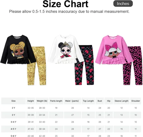 Vista 6 de L.O.L. Surprise! Toddler Girl Clothes A-Line Ruffle Long Sleeve Allover Pants 2PCS Fall Outfit