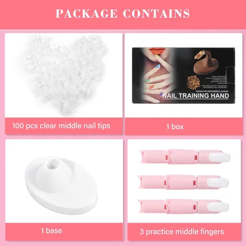 Vista 2 de Dedos de práctica para uñas acrílicas, dedos falsos movibles flexibles para practicar uñas postizas, 3 piezas ajustables de práctica de dedos