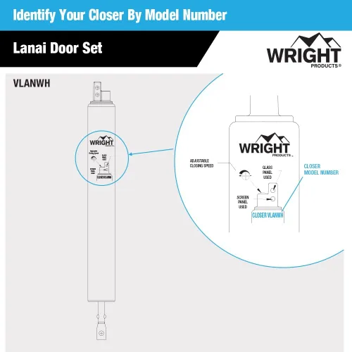 Vista 3 de Wright Products Lanai Kit de Herrajes para Puerta Mosquitera Resistente a la Corrosión – Cierre Neumático con Pestillo de Botón Pulsador, Sin Blanco