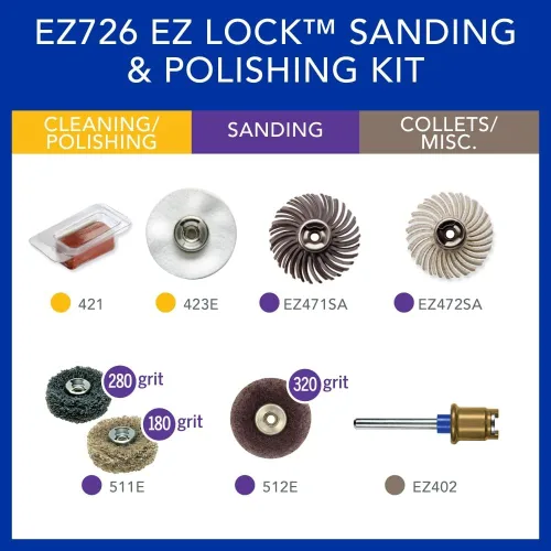 Vista 5 de Dremel EZ726-01 EZ Lock Kit de accesorios rotativos de lijado y pulido, juego de 8 piezas