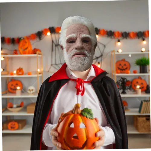 Vista 7 de Máscara de anciano de Halloween, máscara realista de látex de pelo blanco, máscara de anciano, máscara de anciano, cubierta de cabeza completa