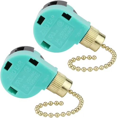 Vista 8 de ZE-268S1 - Interruptor de ventilador de techo Zing Ear 3 velocidades 4 cables de control de cadena de repuesto para ventiladores, lámparas de pared