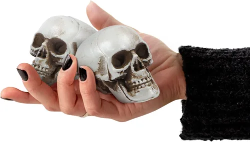 Vista 3 de NUOBESTY 18 piezas de mini cráneo modelo de calavera de plástico, decoraciones de esqueleto, decoración de hueso, accesorios de broma, cabezas