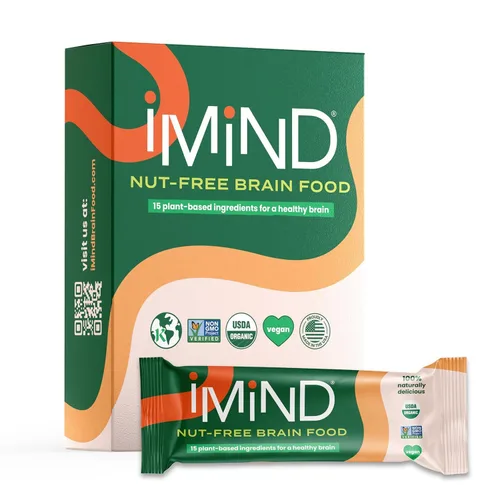 Vista 7 de iMind Brain Food Bars - Barras orgánicas veganas de frutas saludables para adultos y niños con bacopa, luteína, Omega 3-6, colina, barra energética