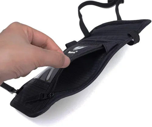 Vista 6 de RFID Bloqueo Stash Cuello Billetera, Pasaporte Titular Bolsa De Viaje Para Mujeres Hombres - Negro, Negro -, Cartera Rfid