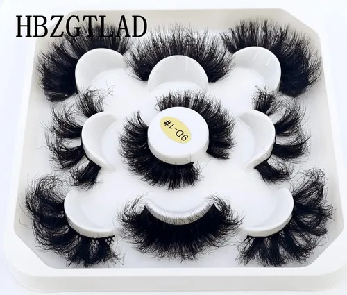 Vista 4 de 5 pares de pestañas postizas 3D de visón 3D a granel con pestañas de visón natural personalizadas, pestañas postizas naturales al por mayor (9D-01#)