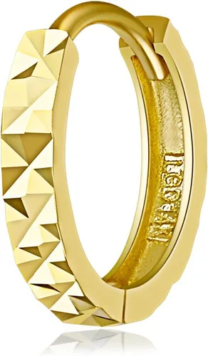 Vista 3 de Pendientes Huggie multifacéticos de oro amarillo o blanco de 14 k de 0.079in de grosor (0.433 x 0.433in)
