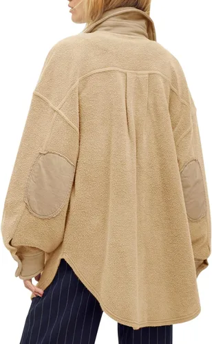 Vista 2 de Chaqueta para mujer, de manga larga, con botones y bolsillos, suave, cómoda y casual