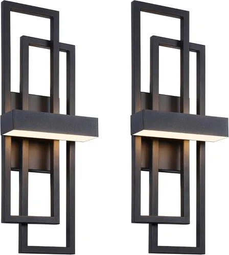 Vista 9 de LamQee Luces de pared modernas para exteriores de 20 pulgadas, LED integrado de 1000 lúmenes, aplique de iluminación exterior de doble rectángulo