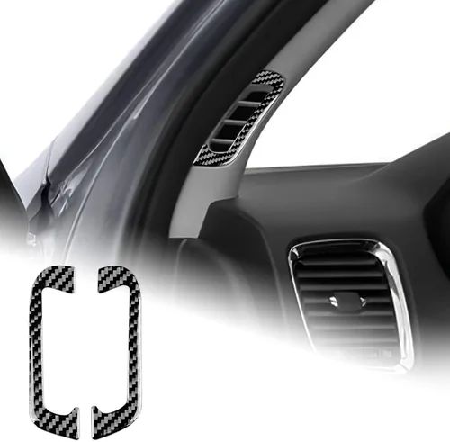 Vista 19 de AIRSPEED Cubierta de panel de palanca de cambios de fibra de carbono, calcomanía para consola central interior para Dodge Durango 2018 2019 2020