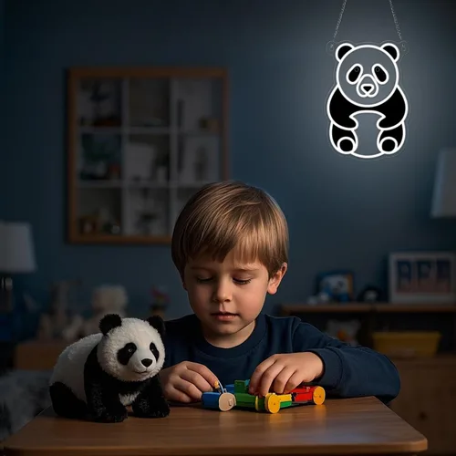 Vista 2 de YuanDian Letrero de neón de panda, luces de neón de animales para dormitorio, sala de estar, decoración de pared, regalos de fiesta de cumpleaños