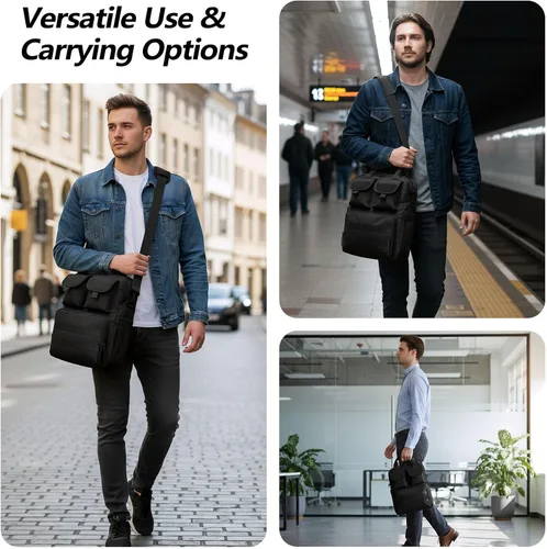 Vista 2 de ArcEnCiel - Bolso bandolera táctico para portátil de 12.9-14.2 pulgadas para hombre, mochila MOLLE, maletín, equipo, bolsos utilitarios, cartera