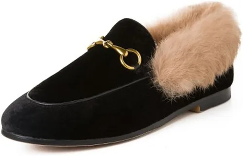 Vista 13 de Divanne Mocasines para mujer, mocasines planos con cadena dorada, mocasines de piel sin cordones Albaricoque
