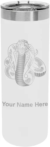Vista 15 de LaserGram Vaso delgado aislado al vacío de 22 onzas, serpiente cobra, grabado personalizado incluido (negro)