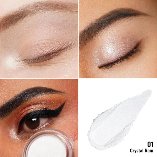 Vista 3 de Oulac Sombra de ojos en crema blanca brillante Iluminador a prueba de agua y sombra de ojos con purpurina de larga duración, color natural