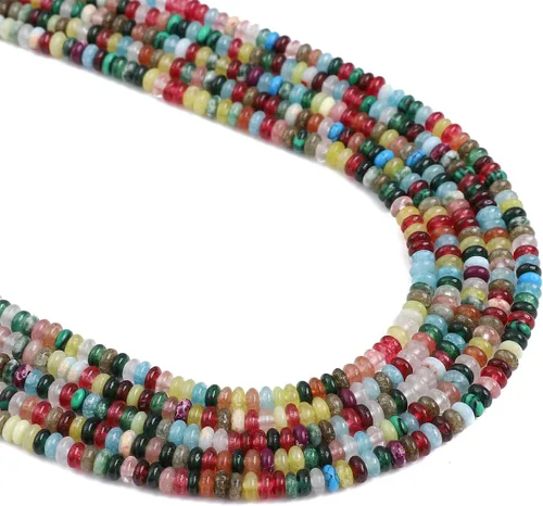 Vista 9 de BEADIA Cuentas Espaciadoras de Jade Natural Africano Planas Redondas Sueltas para Hacer Joyas con Abalorios 3mmx2mm 38cm