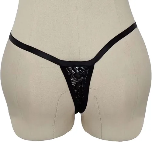 Vista 3 de MASKE Bragas sexis para mujer, traviesas para el sexojuego, bordado de encaje transparente, vendaje cruzado y cintura baja