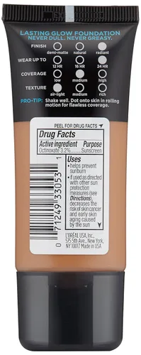 Vista 2 de L'Oreal Paris Base de maquillaje Infallible Pro-Glow hasta 24 horas, Creme Cafe, 1 onza líquida.