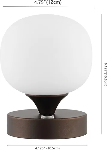 Vista 3 de JONATHAN Y JYL7112A - Lámpara de mesa LED recargable moderna de bronce aceitado de 6.13 pulgadas, pantalla de vidrio blanco esmerilado, luz táctil