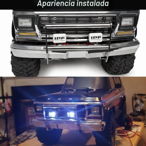 Vista 7 de MOHERO Parachoques delantero de metal con 2 luces LED para 1/10 TRX4 Bronco RC Crawler accesorios de coche