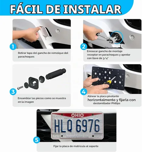 Vista 3 de TrunkNets Inc Soporte para gancho de remolque para parachoques para placa de matrícula para Volkswagen MK7 Golf GTi 2015 2016 2017 2018 2019