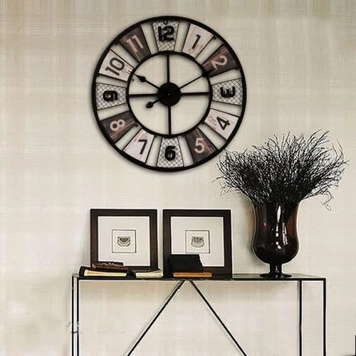 Vista 6 de Wall ClockGiant Wall Clock, 60 Cm Metal Silent Wall Clock Vintage Design Wall Clock for Kitchen, Living Room, Bedroom, Office, Bar