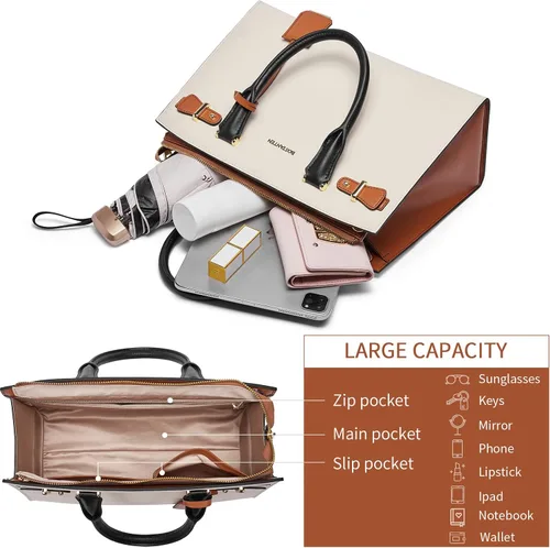 Vista 4 de BOSTANTEN Bolso de cuero para mujer, bolso de diseñador con asa superior, bolso cruzado, Bolsas colgantes de cuero para mujer