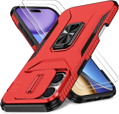 Vista 8 de Funda HakkTaoo para iPhone 13/iPhone 14 de 6.1 Pulgadas con Funda Deslizante para Cámara + Protector de Pantalla (2 Paquetes), Funda Protectora a
