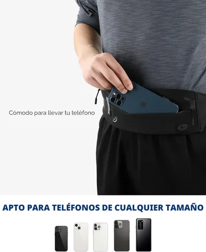 Vista 3 de WATERFLY Cinturón Riñonera para Correr: Paquete de Cintura para Corredor Maratón Jogging Deporte Ejercicio Fitness Soporte de Teléfono Cinturón