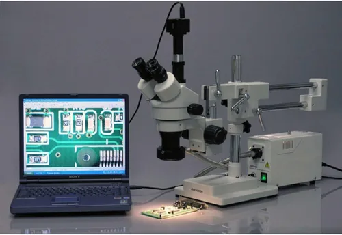 Vista 3 de AmScope SM-4TPZ-FOR-3M Microscopio digital profesional trinocular estéreo con zoom y control de enfoque simultáneo, oculares WH10x, aumento