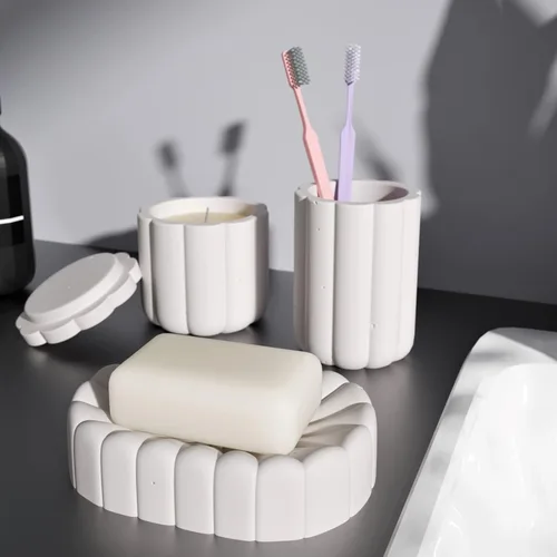 Vista 6 de Molde de hormigón Soporte para cepillo de dientes Molde de silicona DIY Accesorios de baño Set Herramientas de fabricación