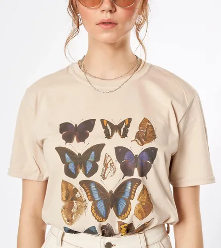 Vista 5 de Meladyan Camiseta holgada de manga corta con cuello redondo y estampado gráfico para mujer