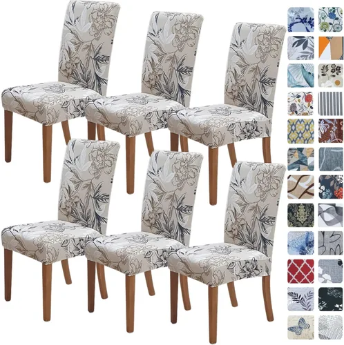Vista 45 de SPRINGRICO Juego de 4 fundas para sillas de comedor, fundas elásticas para sillas de comedor, de elastano lavables, fundas para sillas Parsons