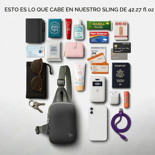 Vista 7 de Travelon Eslinga compacta antirrobo The Voyages Negro