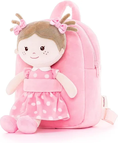 Vista 34 de Onetoo Mochila para niños pequeños, regalos de regreso a clases, mochilas para niñas y niños con muñecas de bebé ligeras y suaves en vestido