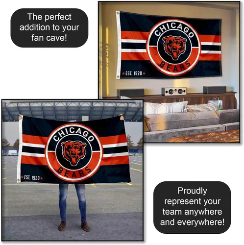 Vista 5 de WinCraft Bandera grande con logotipo de Chicago Bears de 3 x 5